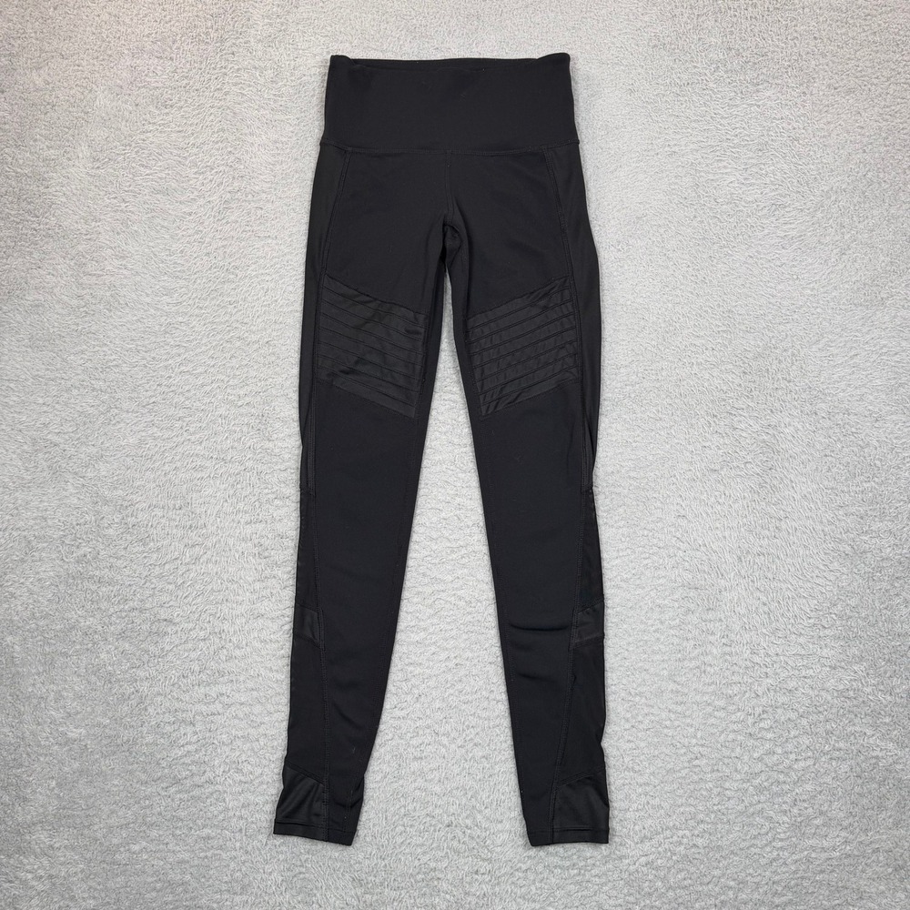 Athleta Salutation Moto Tight Leggings Black Mesh High Rise XXS RN 54023